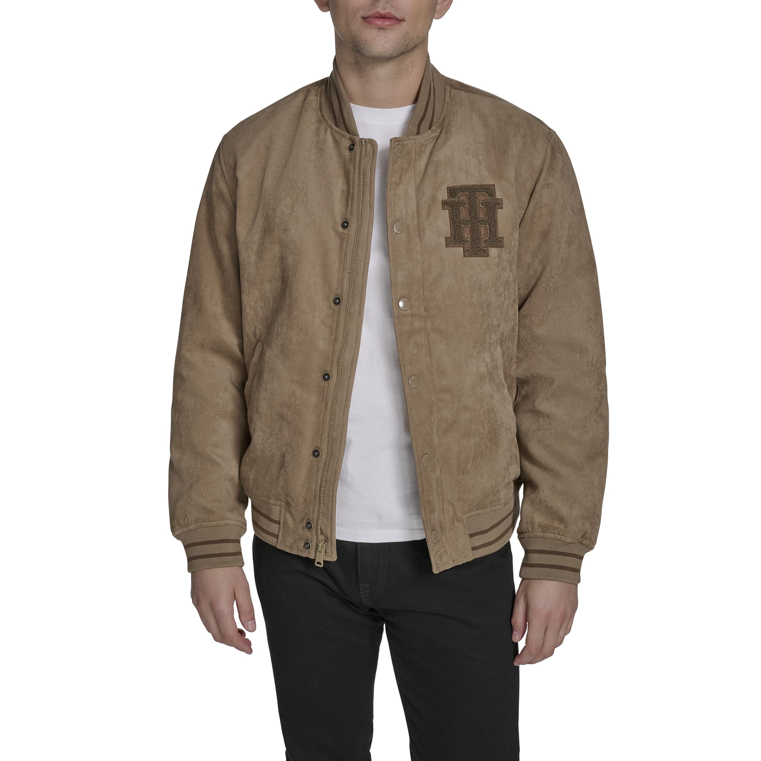 Tommy Hilfiger Men's Faux Suede Logo Varsity