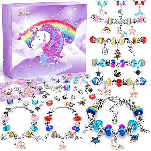 ZOOI Bracelet Making Kit, Stocking Fillers Kids Gifts for Teenage Girls Toys, Girls Birthday Presents Unicorn Gifts for 5-13 Year Old Jewellery Making Kit, Arts and Crafts for Kids