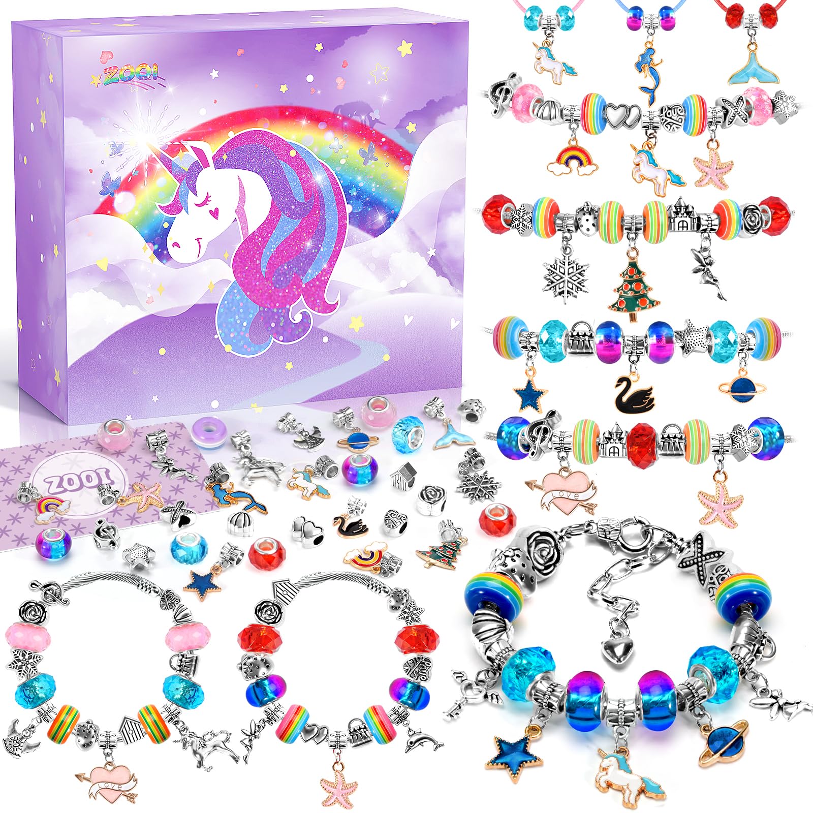 ZOOI Easter Gifts for Kids, Bracelet Making Kit, Gifts for Teenage Girls, Girls Birthday Presents Unicorn Gifts for 5-13 Year Old Jewellery Making Kit, Arts and Crafts for Kids