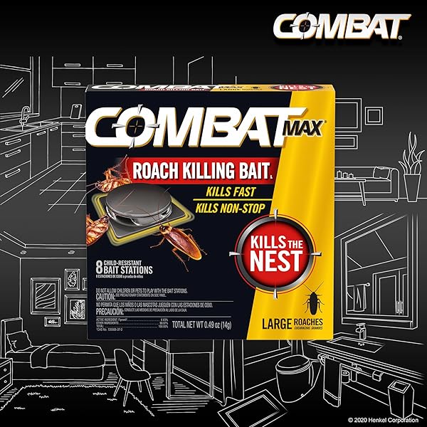 COMBAT MAX LARGE ROACH KILLING BAIT, 8 COUNT (PACK OF 1)