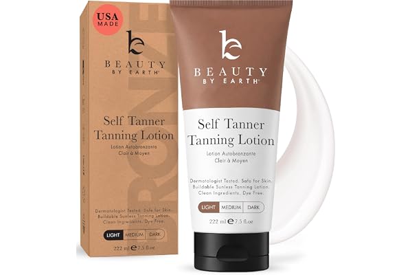 Tanning Lotion Self Tanner - USA Made with Natural and Organic Ingredients Non Toxic Sunless Browning Lotion, Best Gradual Tanner for Men and Women, Streak-Free Fake Tan, Fair to Medium
