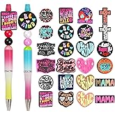 24PCS Silicone Focal Beads for Pens, Letter Style Focal Beads Bulk for Keychain Making Beadable Pens Crocs Jewelry Bracelet Making DIY Crafts Project Supplies