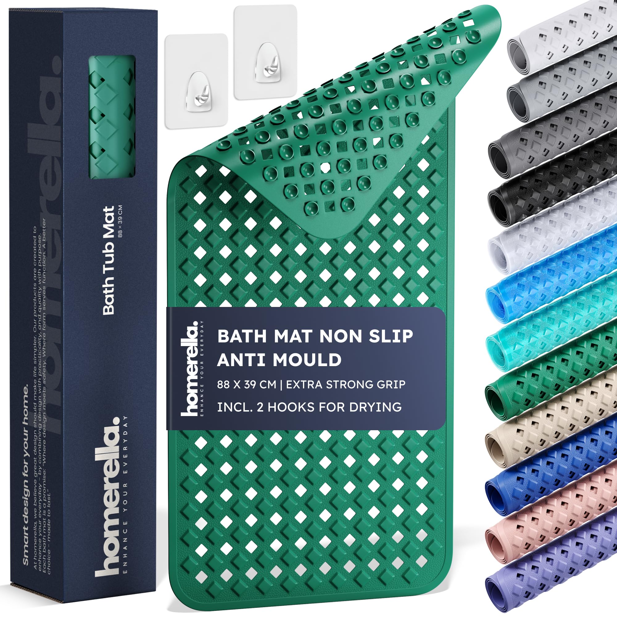 Bathtub Mat Non Slip Anti Mould 88x39cm - homerella® Shower Mat Machine Washable & BPA free, Shower Mat Non Slip Anti Mould, Anti Slip Bath Mat, Shower Mats for Inside Shower and Tub