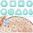 TAINSKY Rattan Polymer Clay Cutters, Boho Polymer Clay Cutters for Earrings, Rattan Circle Polymer Clay Cutters for Earrings Jewelry Making, Rattan Square Clay Cutters for Polymer Clay Jewelry