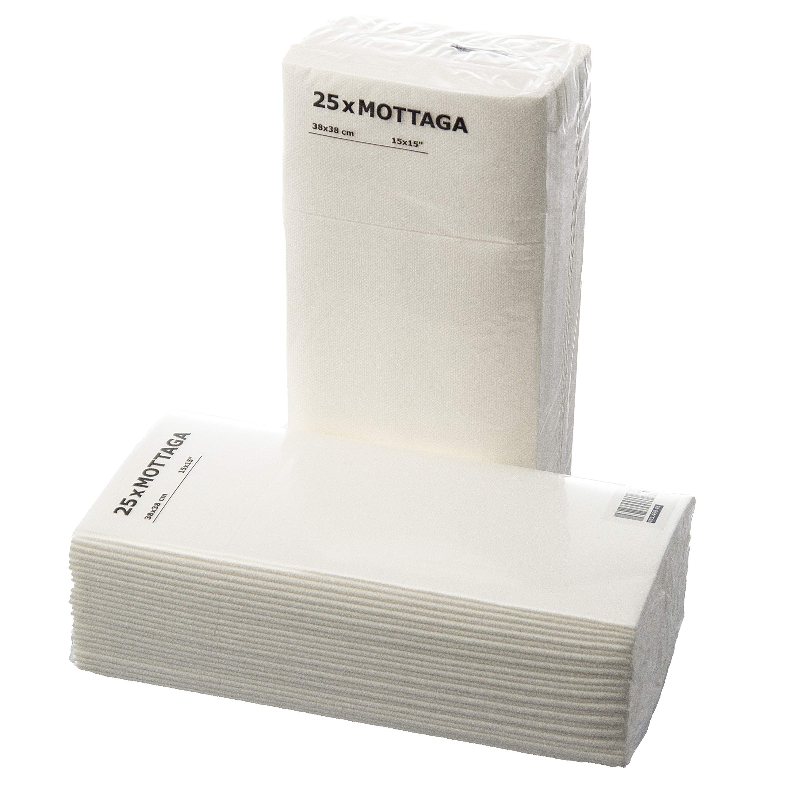 IKEA MOTTAGA Thick White Paper Napkins 38x38cm - Set of 50