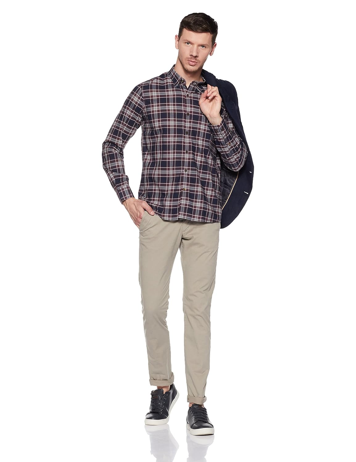 arrow sports men's checkered slim fit casual shirt