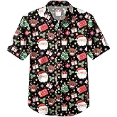 Ithalt Christmas Shirts for Kids Boys Girls Christmas Button Down Short Sleeve Blouse Xmas Gift Tees