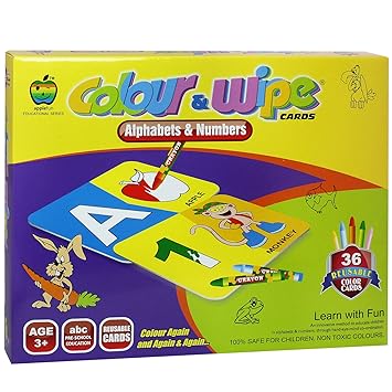 Apple Fun Colour and Wipe- Alphabets and Numbers