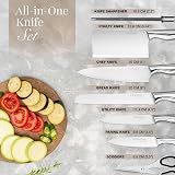 nuovva Kitchen Knife Set with Rotating Stand 7 pcs Sharp Stainless Steel view 3