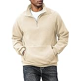 ZAFUL Mens 1/4 Zipper Fluffy Polar Fleece Pullover Sweatshirt Printed Kangaroo Pocket Fall Winter Unisex Hoodie