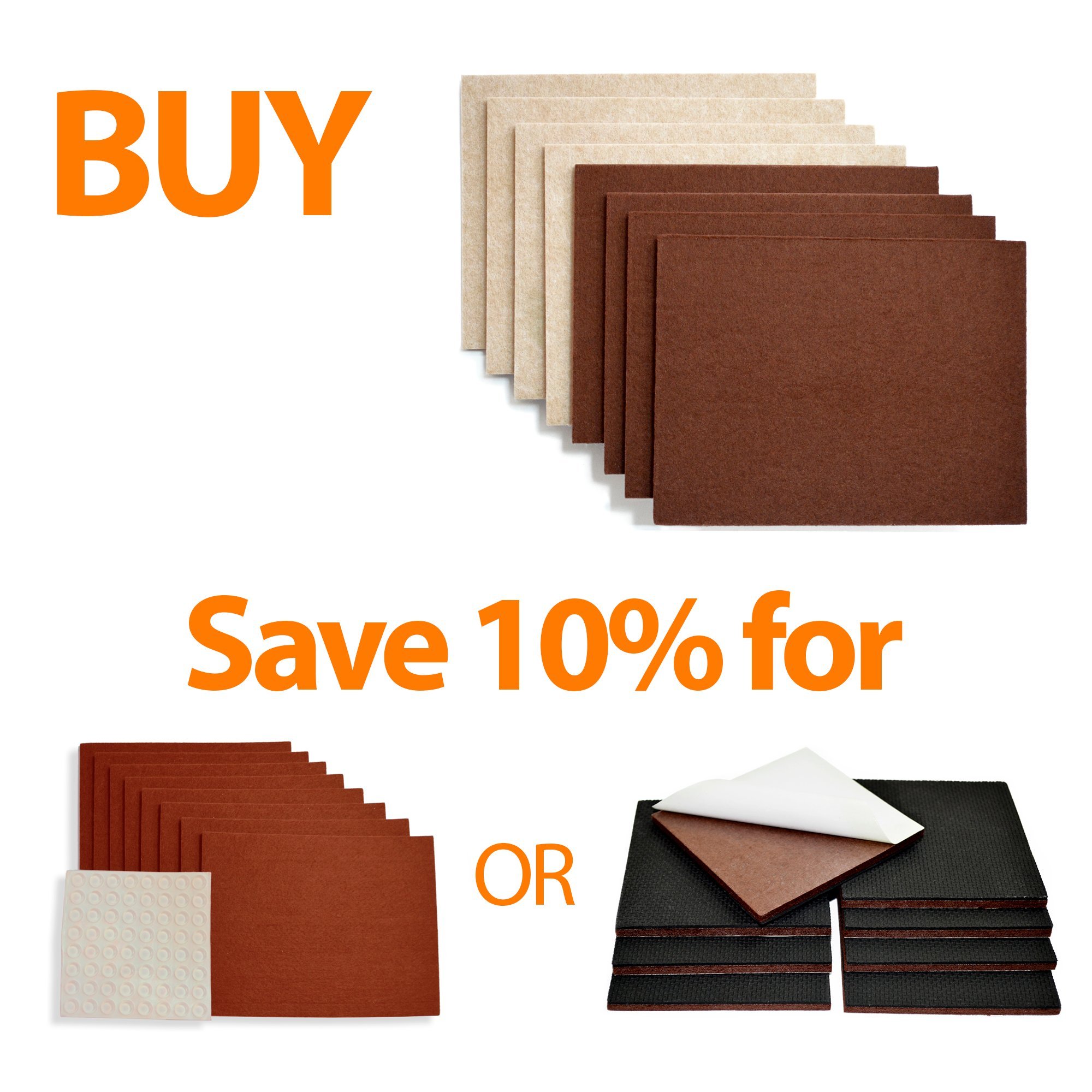 XPROTECTOR 8 Pack Premium Felt Furniture Pads 8”x6” Heavy Duty 1/5