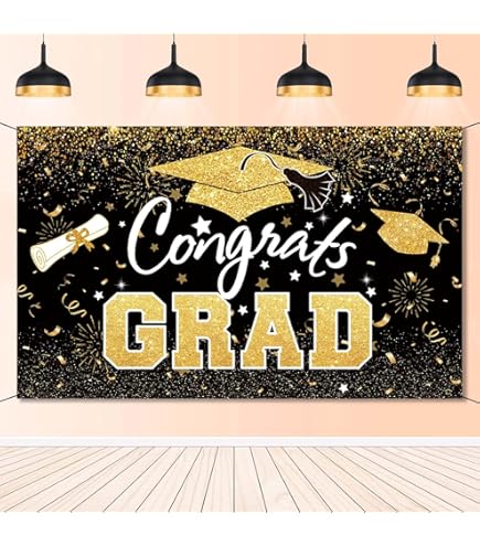 Jobkoo Class Of 2025 Graduation Banner & Door Cover Set - Black Gold, 2 Banners & Door Sign - View #5