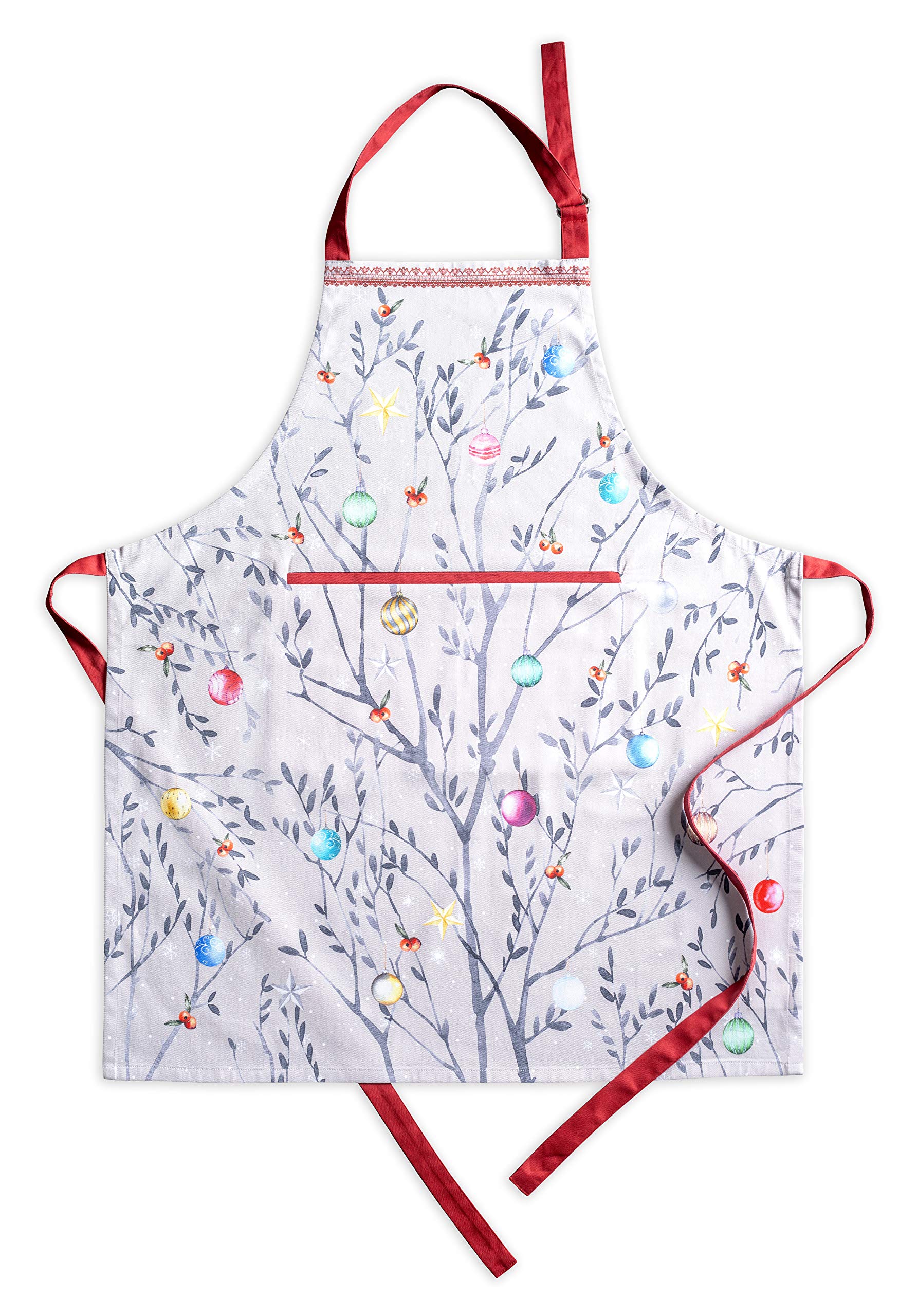 Maison d' Hermine 100% Cotton Apron for women with Pocket Kitchen Chef Autumn Apron for Men Cooking Gardening Server Waitress Maid - (Fairy Christmas, 85 cm x 70 cm)