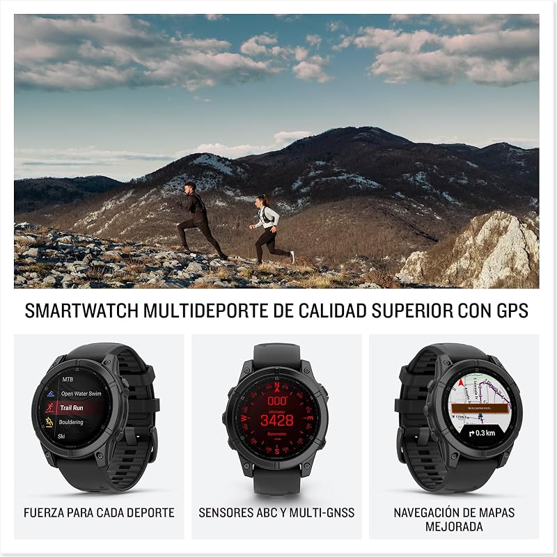 Garmin fēnix ​​e - 47mm - relógio gps multiesportivo de alto desempenho com tela sensível ao toque amoled, frequência cardíaca, mapas e até 10 dias de autonomia, cinza aço