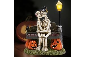 TERESA'S COLLECTIONS Halloween Decorations, Love Never Dies, Skeleton Decor, Couple Kissing Skeletons and Solar Light, 9.5", Waterproof Resin Halloween Decor, Skeleton Gifts Indoor/Outdoor