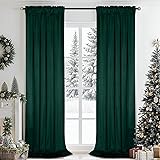 SimpleHome Dark Green Velvet Curtains 96 Inches for
