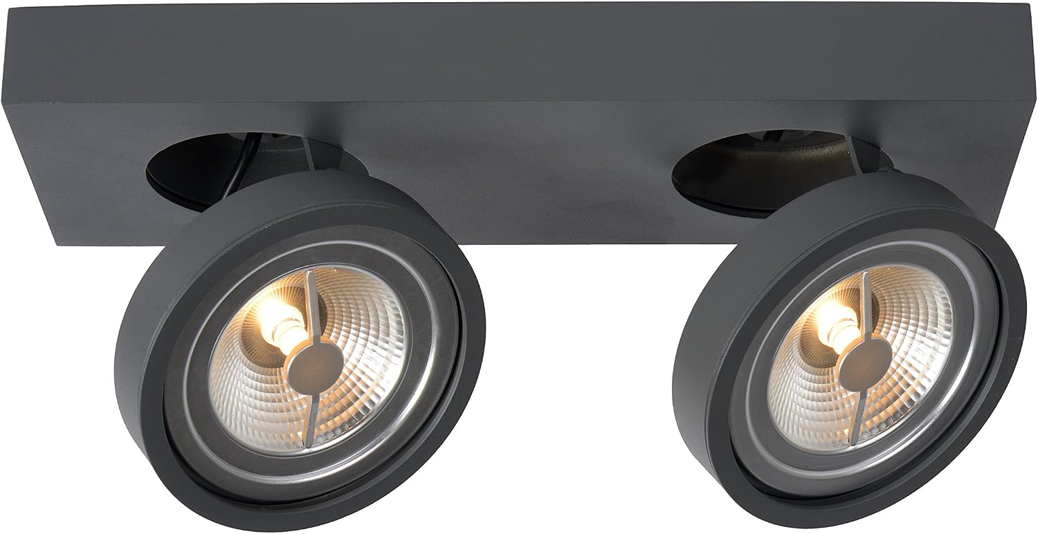 Lucide Ceiling Spotlight, Aluminum, G53 (AR111), 20 W, Grey