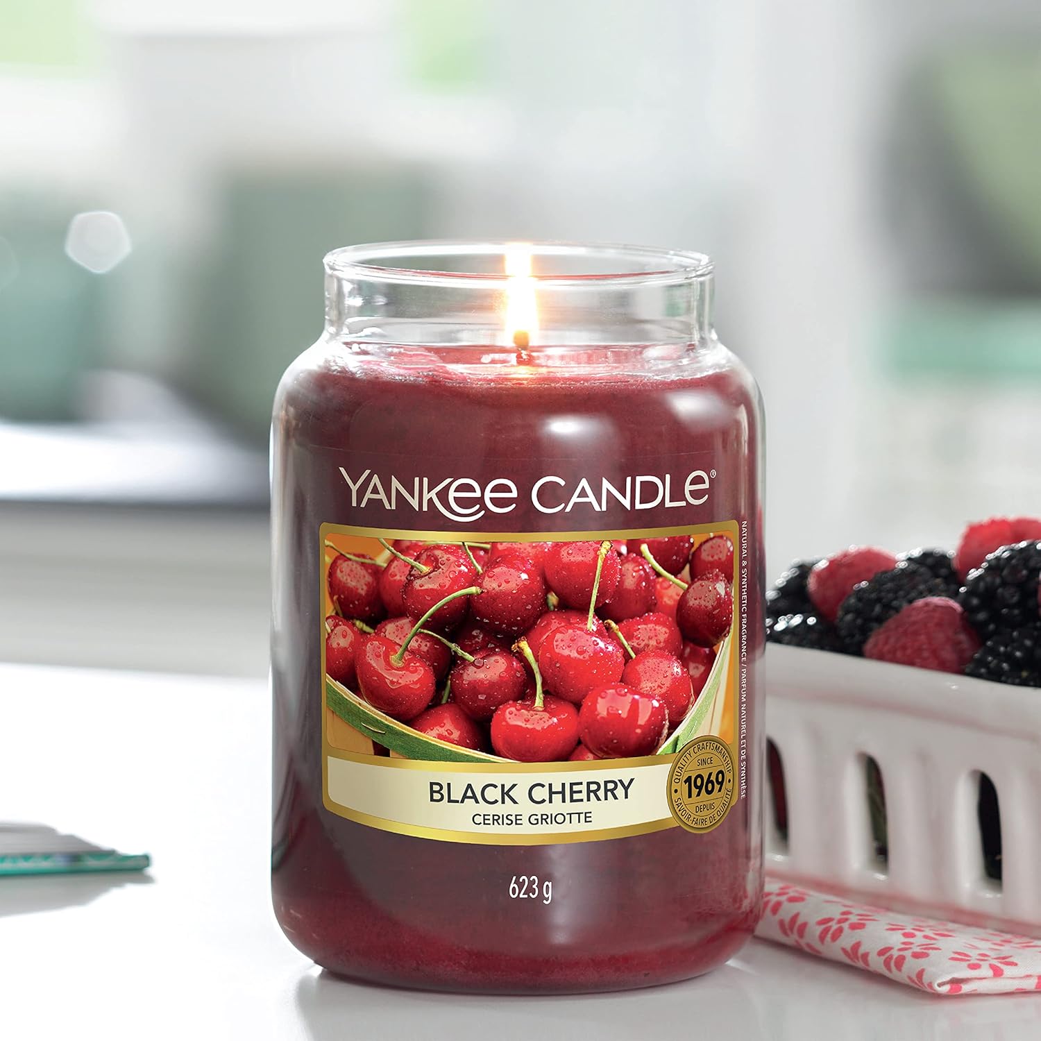 Yankee Candle Large Jar Candle, Black Cherry: Home & Kitchen