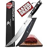 KITCHEN PERFECTION 10” Butcher Knife for Meat Cutting & Trimming-Ultra Sharp Cimeter Breaking Carving Knife with Sheath- Premium German Steel,Full Tang Ergonomic Handle -Perfect Grilling Gifts for Men