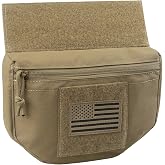 WYNEX Tactical Drop Dangler Pouch for Plate Carrier | Hook &amp; Loop MOLLE Add-On Bag with Elastic Retainer, Patch Panel &amp; Quick Access Storage