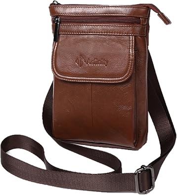 Amazon Asfinity スマホポーチ ウエストポーチ メンズ 本革 ベルトループ カラビナ ショルダーベルト付き ベージュ ポーチ