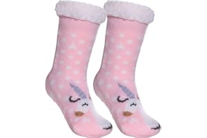 LINEMIN Girls Boys Warm Slipper Socks Child Cozy Soft Fleece Lined Thick Sherpa Winter Indoor Christmas Socks
