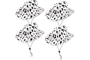 SGBETTER 4 Pack Cow Print Cowboy Hat Black and White Cow Pattern Rodeo Western Cowboy Hats for Cowboy Cowgirl Theme Party Halloween Cosplay Dress up Costume