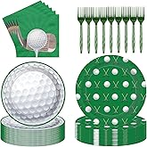 Golf Party Decoration Sports Tableware - 64 Pcs Golf Disposable Plates And Napkins For Boys Men Golf Theme Birthday Party Decorations Serves 16 Guests