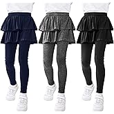 Resinta 3 Pack Girls School Uniform Pants Girls Leggings with Skirt Winter Warm Leggings 4-14 Years