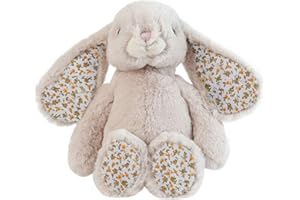 DILLY DUDU Blossom Bunny Rabbit Stuffed Animal Plush Toy Best Gifts 10-Inch（Beige）