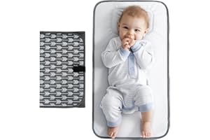 Lekebaby Portable Changing Pad Waterproof Baby Change Mat Foldable Travel Diaper Clutch with Built-In Pillow, Arrow Print, Gr