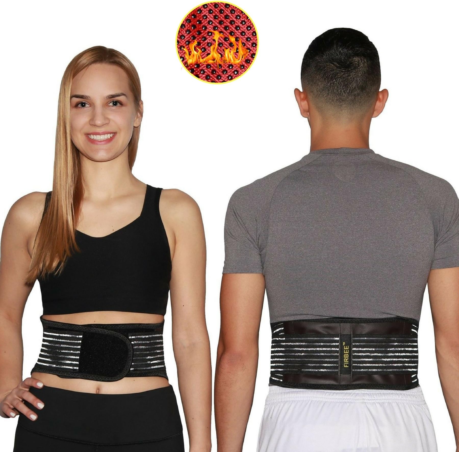 FIRBEE Self-Heating, Tourmaline and Magnetic Therapy Belt for Pain Relief and Lumbar Support | Lower Back Brace and Waist Trimmer | Bonus Drawstring Backpack