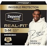 Depend Real Fit Incontinence Underwear for Men, S/M, 56 Count | Grey, Disposable, Adult Diapers for Men, Invisible Protection