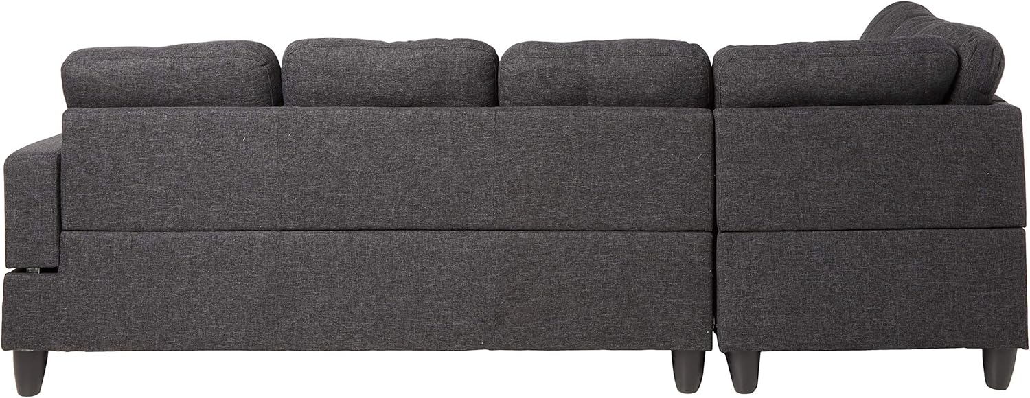 Beverly Fine Furniture Left Facing Linen Russes Sectional Sofa Set With Ottoman, Dark Grey: Furniture & Decor