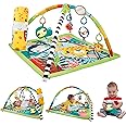 Fisher-Price Baby Playmat 3-in-1 Rainforest Sensory Gym with Music & Lights, Tummy Wedge & 5 Developmental Toys for Newborns 0+ Months