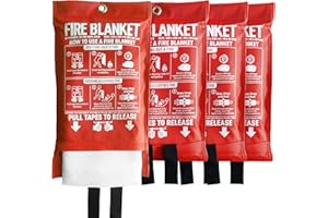 KingtooSize Fire Blanket for Kitchen and Home, 40" x 40", Fiberglass Emergency Fire Blanket, 4 Pack