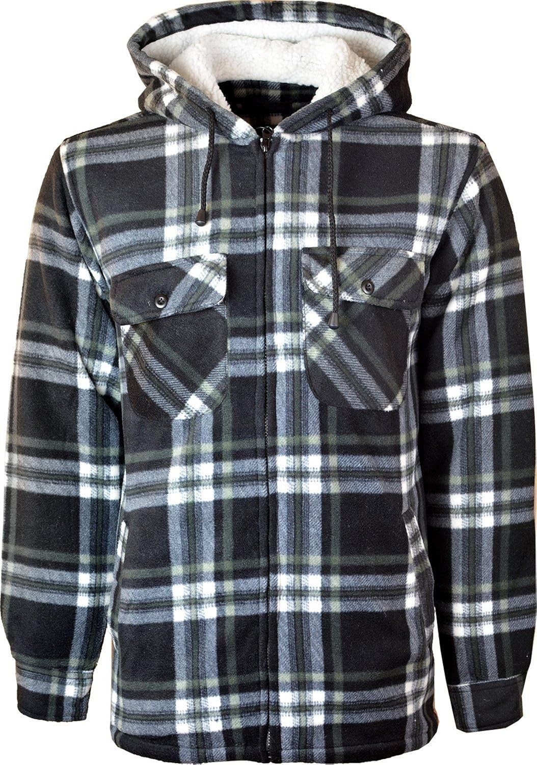 Miss Trendy Hooded Fleece Padded Lumberjack Shirt Jacket Fur Lined