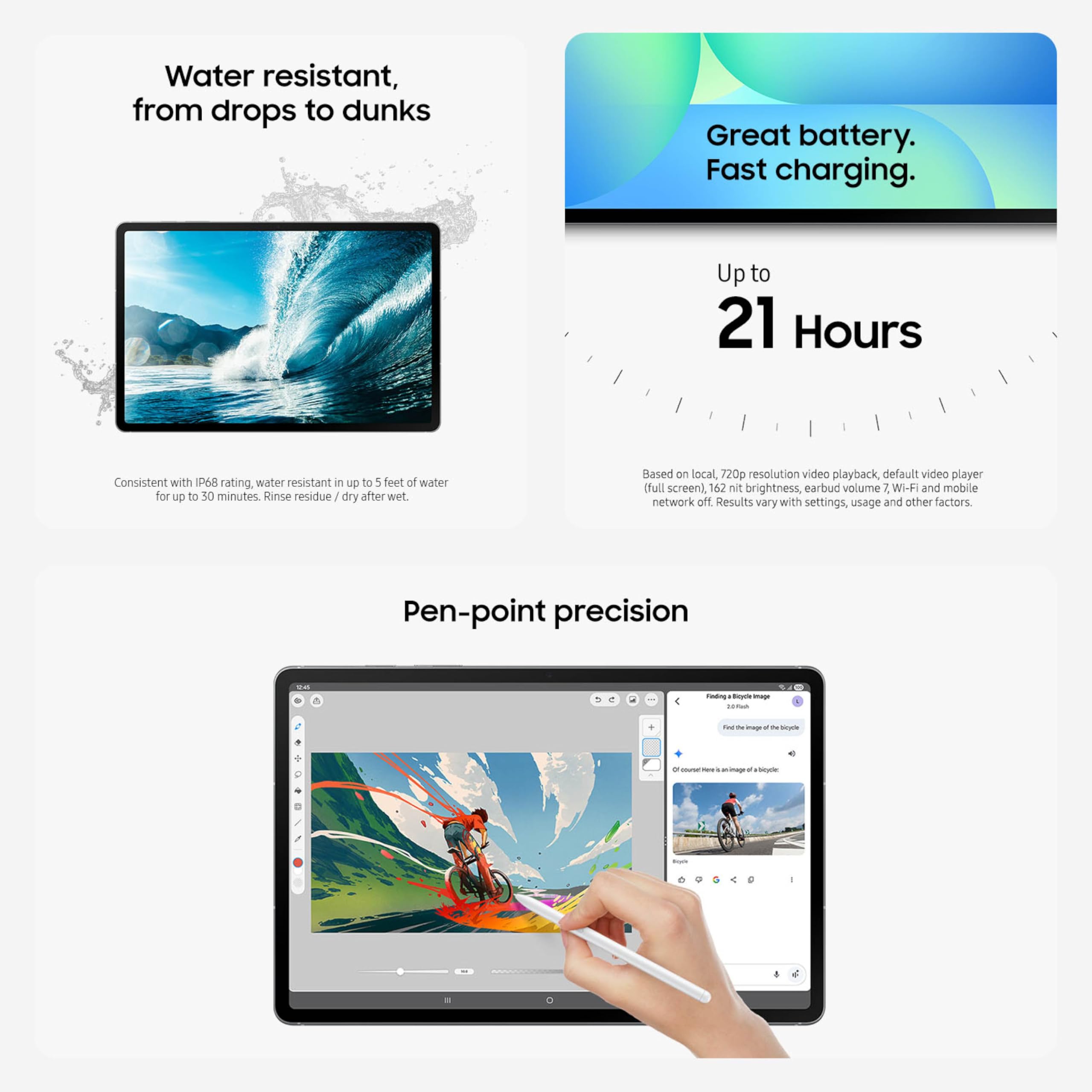 SAMSUNG Galaxy Tab S10 FE+ 13.1” 128GB WiFi Android Tablet, Large Display, Long Battery Life, Exynos 1580 Processor, IP68, Water-Resistant, 90 Hz Refresh, S Pen for Note-Taking, US Version, Blue
