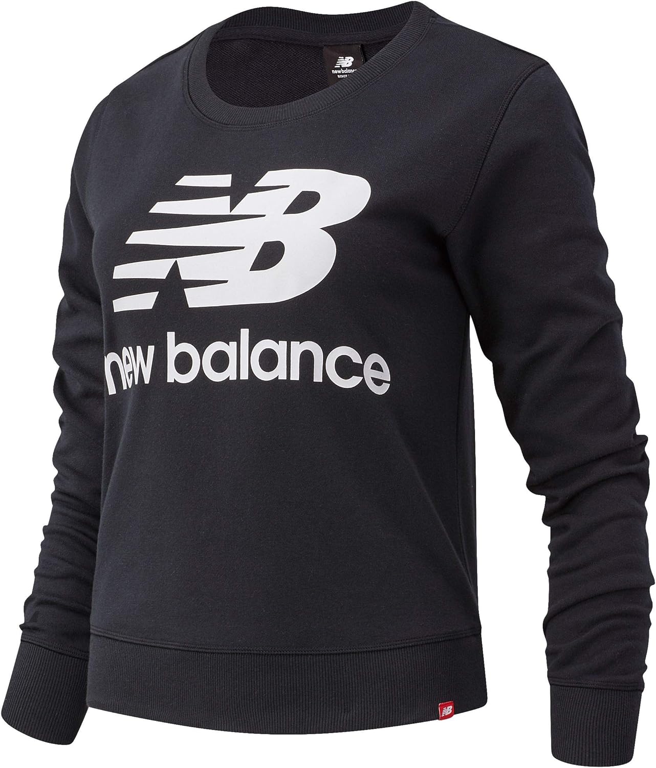 New Balance Women's Essentials Crew Neck Sweatshirt, Black 20, XS