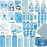 192PCS Winter Stationery Party Favors, Classroom Exchange Gifts Christmas Stocking Stuffers, Bulk Winter Themed Stationery Bags Birthday Supplies for Stocking Goodie Bags Stuffer School Games Prizes