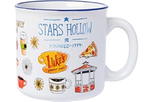 Silver Buffalo Gilmore Girls Luke's Featuring Iconic Stars Hollow Locations Ceramic Camper Mug, 20 Ounces