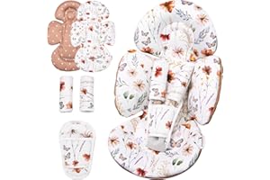 Generic Infant Car Seat Insert Compatible with Mamaroo Swing & Graco Swing and Infant Car Seat, Newborn Insert Baby Head Body Support, Reversible Design, Breathable Fabric, 1Pcs - Brown Wildflower