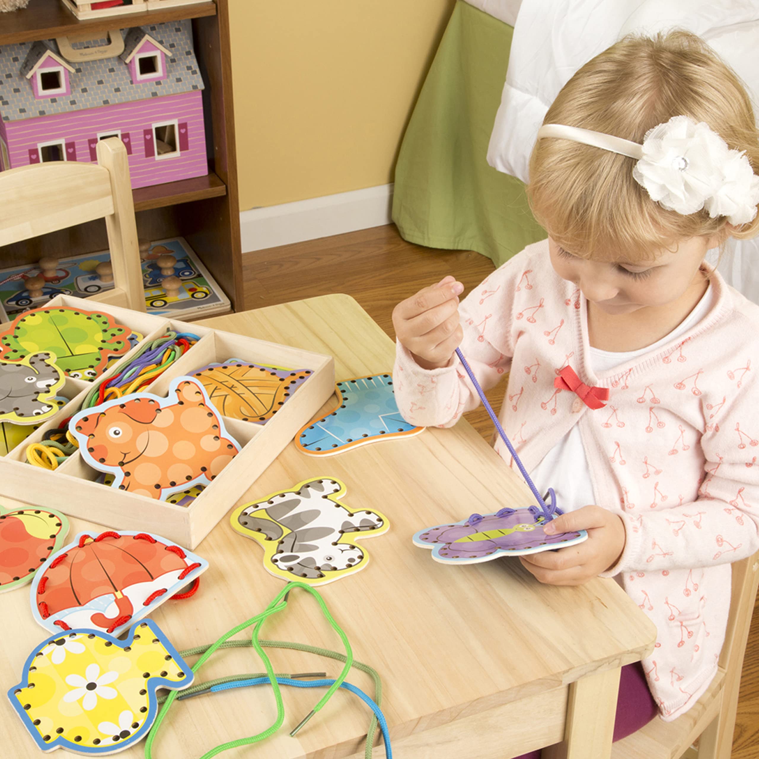 Melissa & Doug Alphabet Wooden Lacing Cards With Double-Sided Panels and Matching Laces