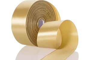 GIYOMI 50 Yards 1 1/2 Inch Champagne Gold Satin Ribbon, Single Face Polyester Solid Color Craft Fabric Ribbon for Handmade Roses, Gift Wrapping, Bouquets, Wedding, Christmas, and Party Decoration