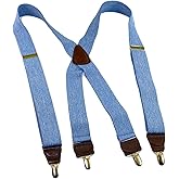 Hold-Up Casual Series Suspenders for Men In the Traditional X-Back Style with USA Patented No-Slip Clips