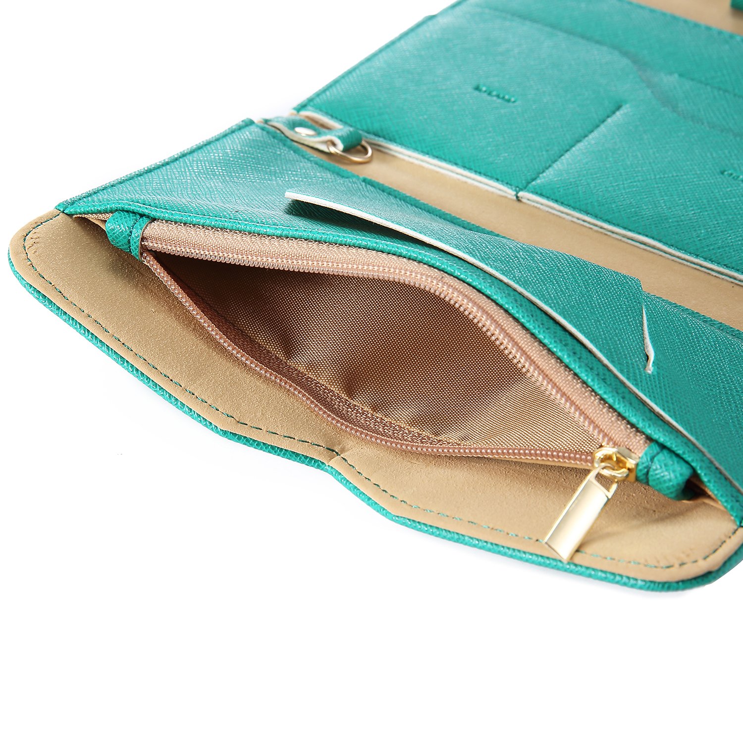 IVESIGN Travel Passport Wallet Trifold Envelope Document Organizer Holder (Green)