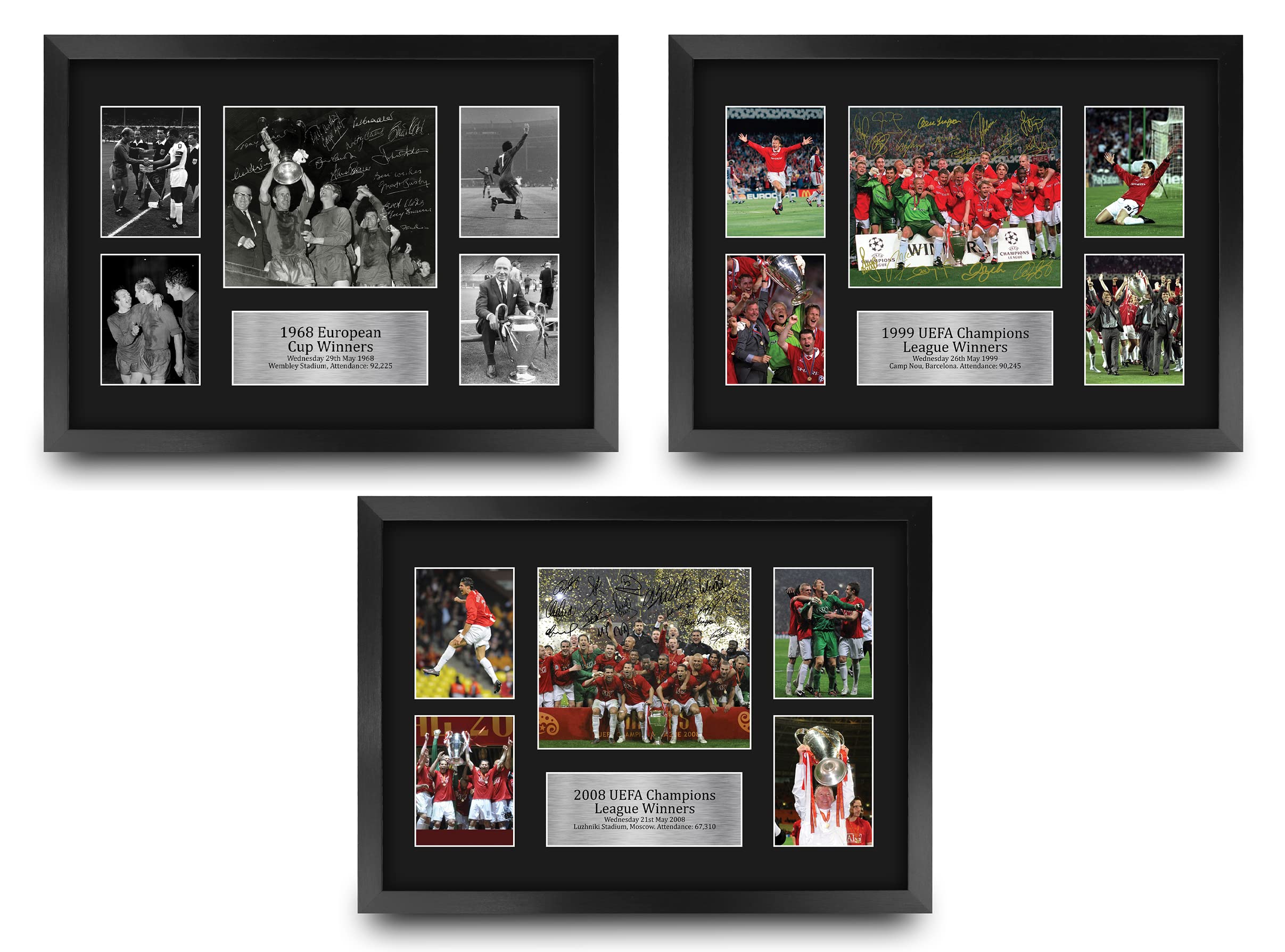 HWC Trading FR A3 All 3 UEFA Euro Cup Winners Printed Memorabilia Signed Autograph Display for Football Fans and Supporters - A3 Framed