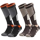 RIOROO Ski Socks, 2/3 Pairs for Skiing, Snowboarding, Outdoor Sports - Thermal Knee-High Warm Socks for Men, Women, Youth
