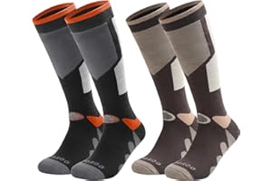RIOROO Ski Socks, 2/3 Pairs for Skiing, Snowboarding, Outdoor Sports - Thermal Knee-High Warm Socks for Men, Women, Youth