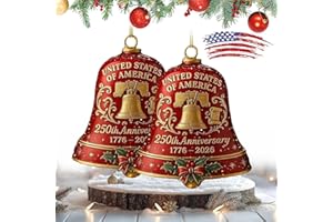 CAOZODLR USA 250th Anniversary Military Gift - Patriotic Guardian Bell for Veterans, Handcrafted Metal Guardian Bell Ornament for Christmas Tree, Front Door & Outdoor Decor Enamel Crafted Detailing(2pc)